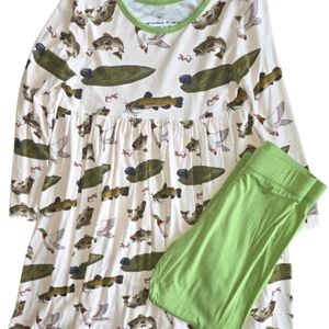 Bamboo Fishing Peplum Set Girls Size 4T NWOT